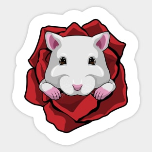 Hamster with Rose Sticker